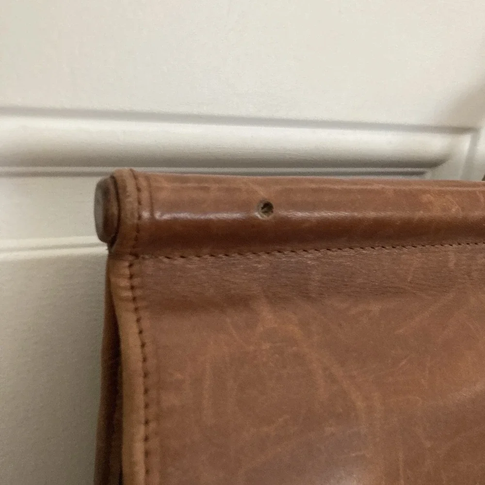 Vtg LL Bean Brown Leather Briefcase Attaché Organizer 17